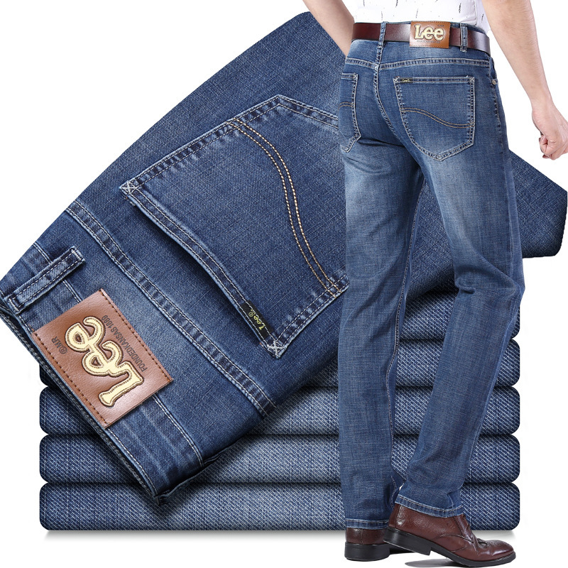 Lee dex Spring and Summer Thin Jeans Men's Straight Tube Loose Stretch Business Casual High-end Denim Long Pants