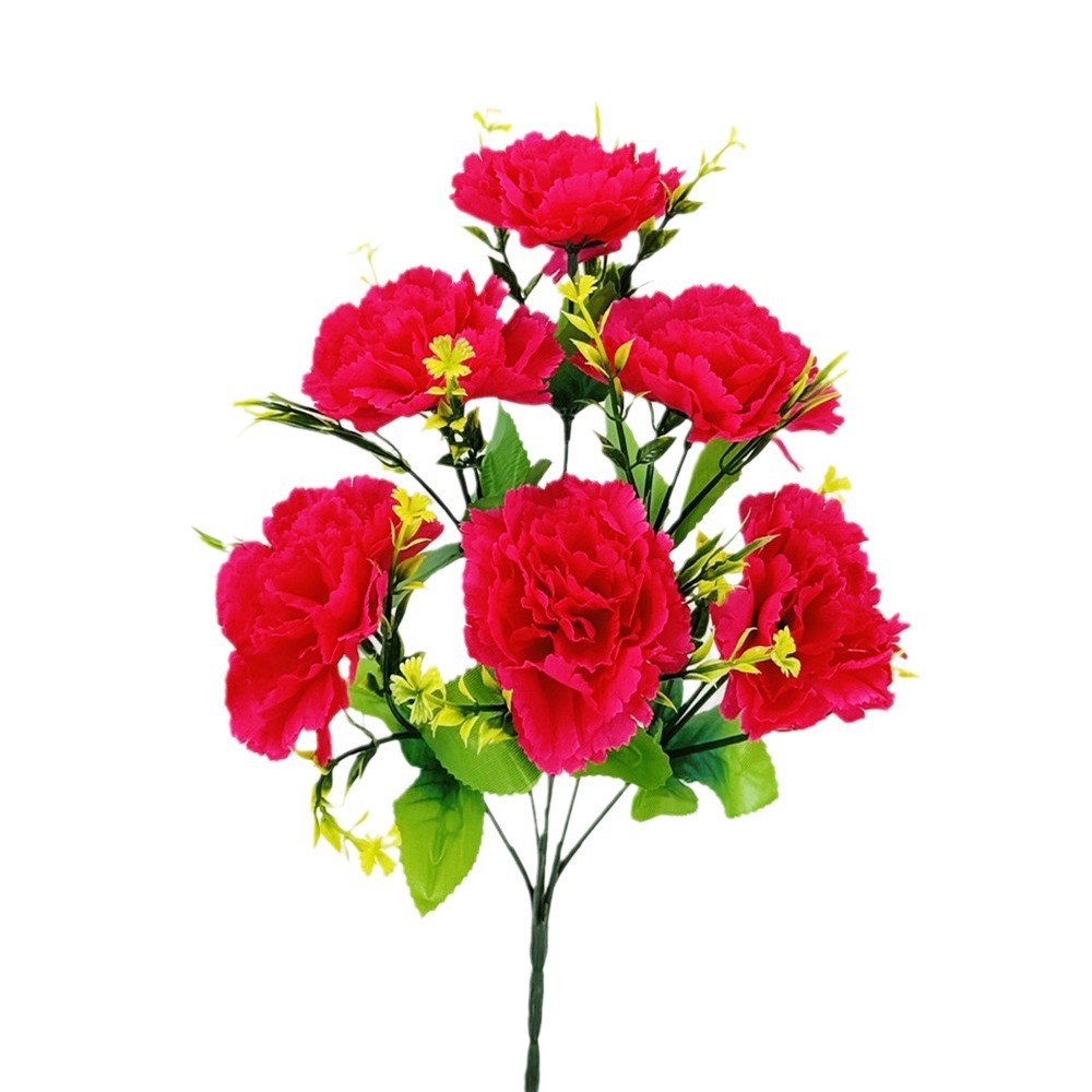 Flores artificiales Clavel de 6 cabezas Flores artificiales Flores de tela plástica Flores grandes Decoración de mesa de salón Arreglos florales artificiales