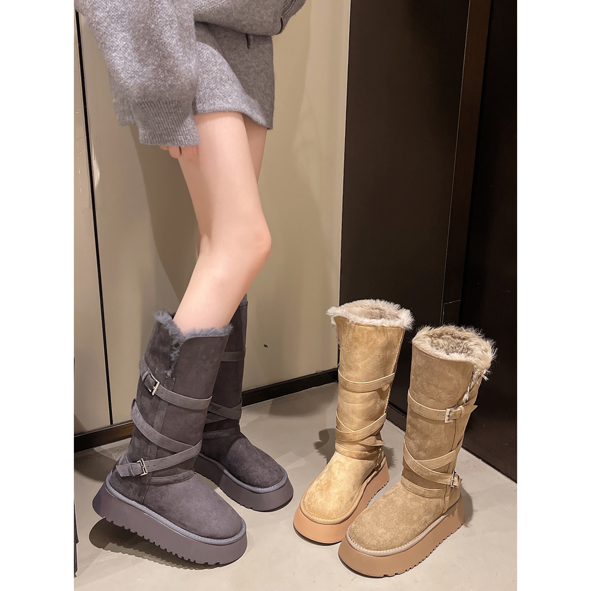 Northeastern thickened velvet warm thick-soled long snow boots for…