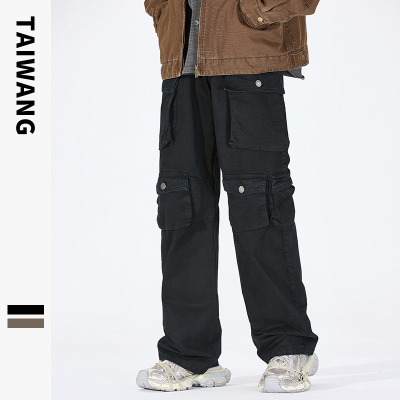 Îmbrăcăminte bărbătească, îmbrăcăminte bărbătească, pantaloni casual la modă, pentru bărbați, toamna și iarna, gata de purtat, pantaloni lejeri cu mai multe buzunare, pantaloni de șters bărbați_voghion.com