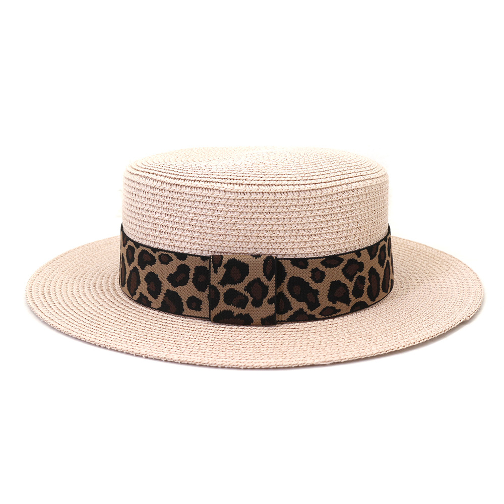 Leopard Print Flat Straw Hat NSDIT104161