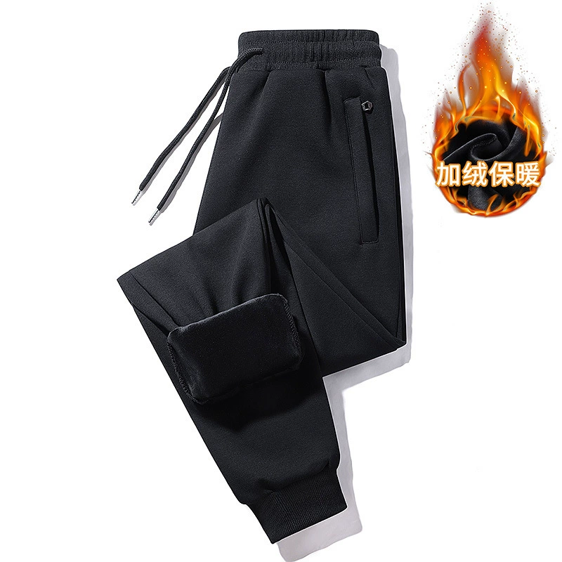 Men's cotton autumn trousers for leisure with zipper, plus size