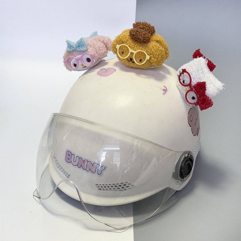 Electric Motorcycle Helmet Decoration Doll Cat Ears Quick Release Sticker