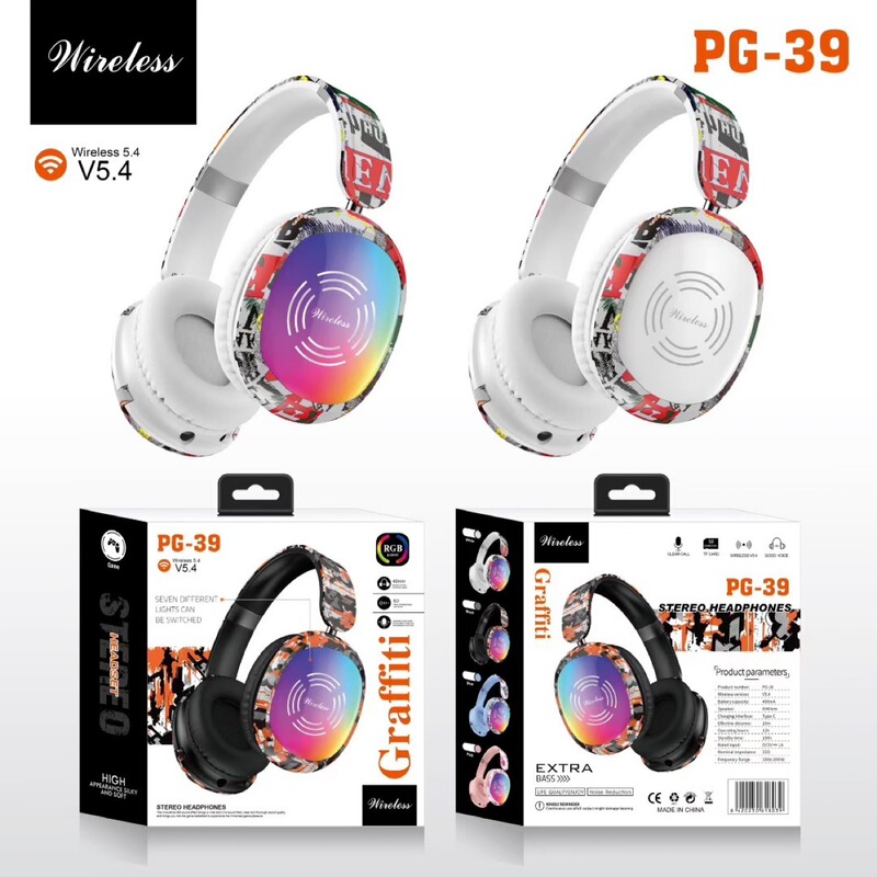 外贸跨境热卖新款 WH-ULT39头戴蓝牙RGB无线 5.0音乐游戏发光耳机|undefined