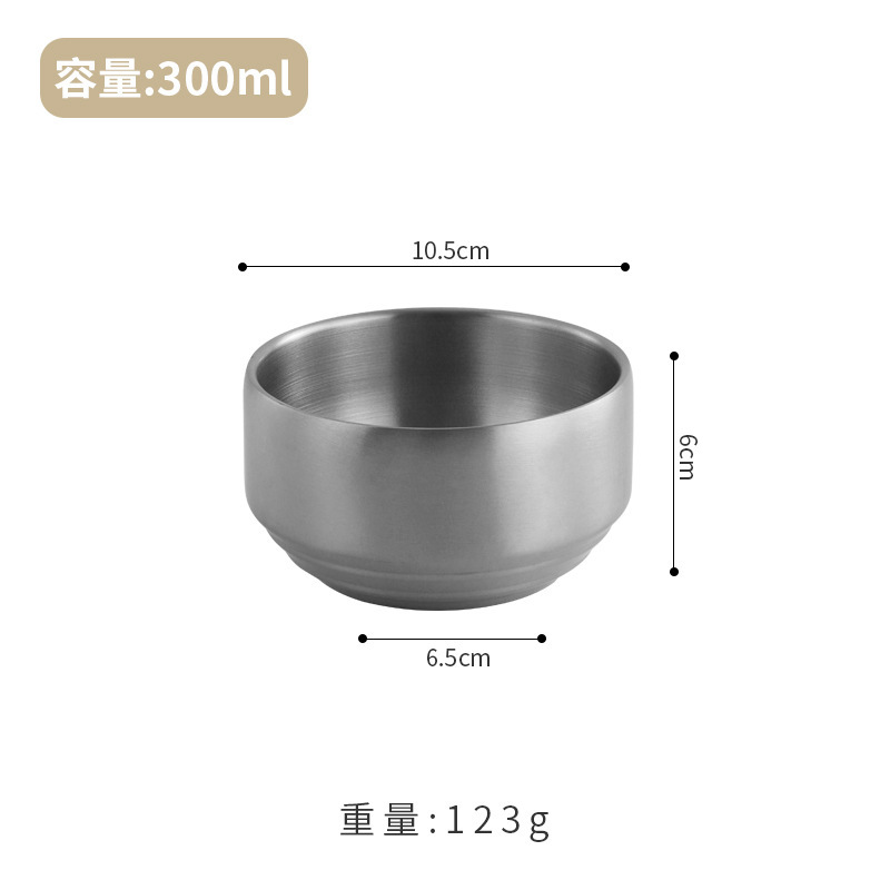 韩式不锈钢带盖米饭碗汤碗304加厚小碗防烫金色双层隔热泡菜碗|undefined