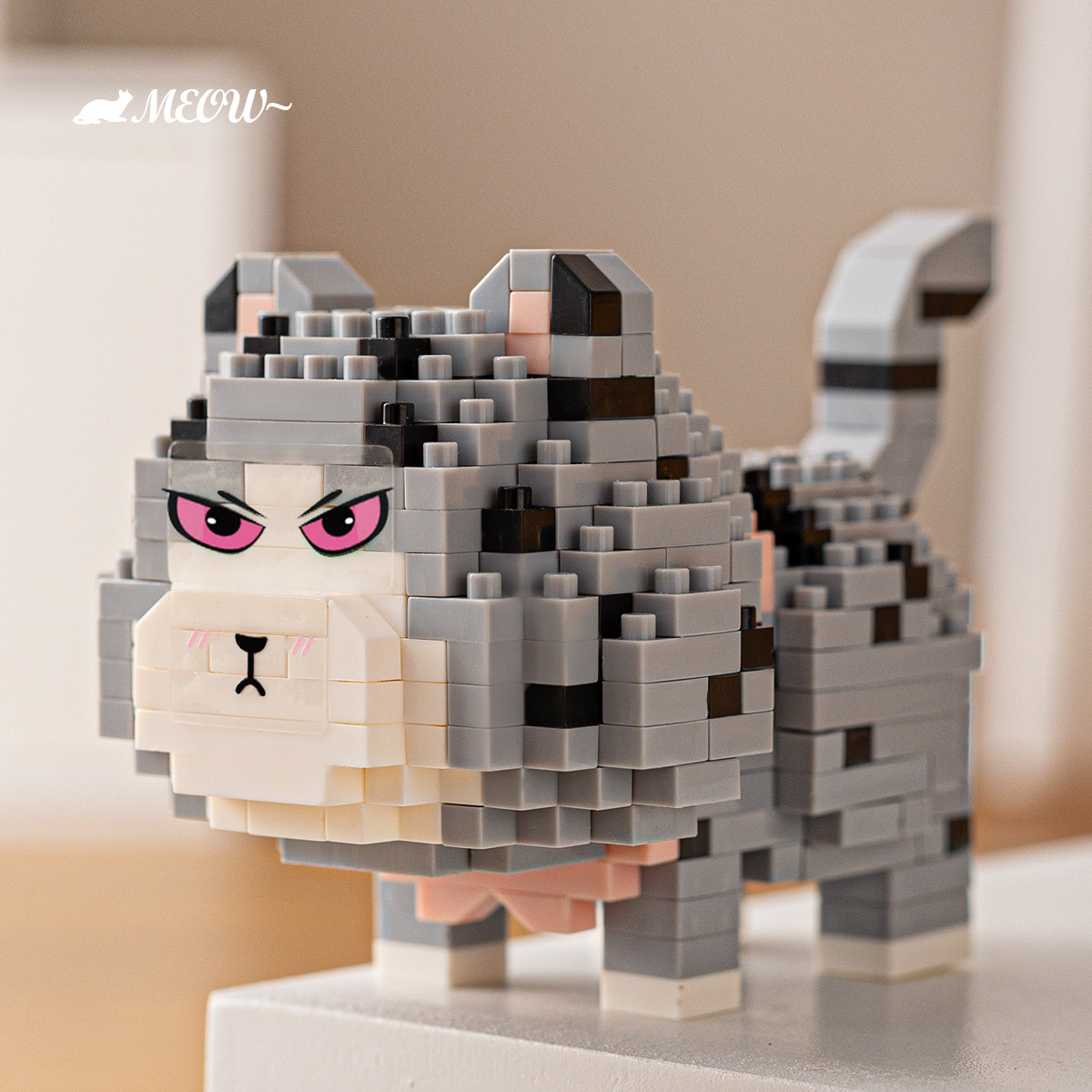 Anggaole compatible con Lego lindo en línea popular gato papá dibujos animados fortuna gato decoración juguetes para niños al por mayor