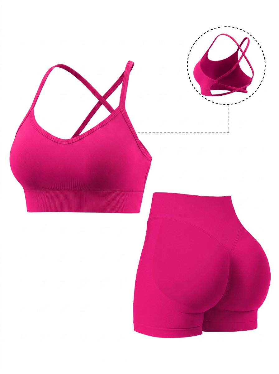 Conjunto deportivo de yoga dfyne para mujer, sujetador con tiras cruzadas, pantalones cortos con control de abdomen y efecto levanta glúteos, conjunto de verano para fitness y levantamiento de pesas.