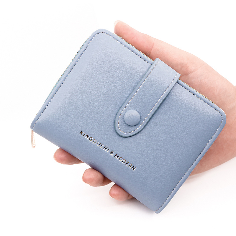 Hebilla de moda de estilo coreano de las mujeres billetera corta de gran capacidad Multi-tarjeta monedero certificado Bolsa De fábrica al por mayor