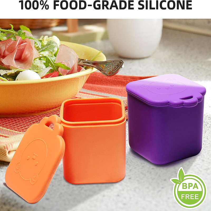 Caja de salsa de tomate Mini Ensalada caja con tapa merienda contenedor de condimentos Venta caliente transfronteriza taza de salsa de inmersión de silicona