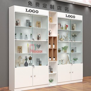 Glass Display Cabinet with Lock Commercial Glass Door Gift Cabinet Container Cosmetic Product Display Cabinet Beauty Salon Cabinet