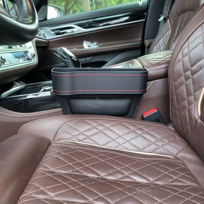 Car Seat Gap Storage Box, Storage Bag, Center Console Armrest Box, Water Cup Holder, Car Storage Box, Thick Cotton Version (Car storage bag/box) - black-red-line-main-driver-211