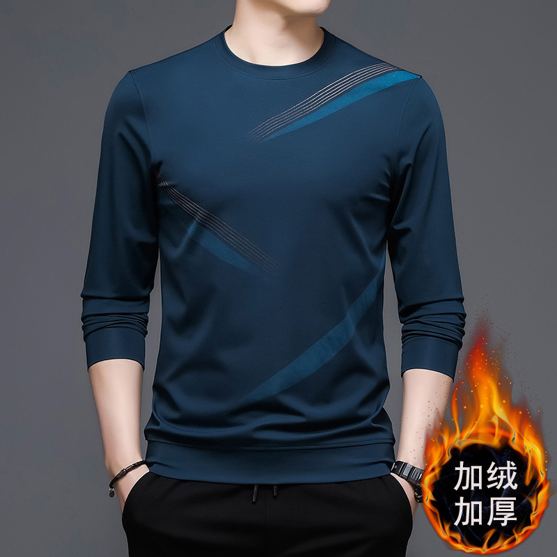 2021 Winter Short-sleeved New Men's Crewneck fleece-lined Sweat Men's Super Soft Thermal Underwear Sports Base