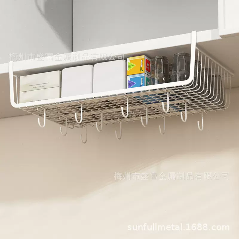 柜体收纳挂篮置物架厨房吊柜下悬挂式架子橱柜分隔整理架