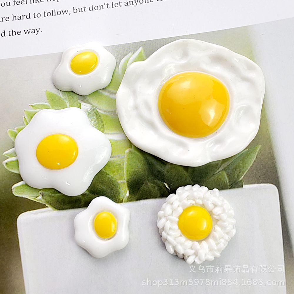 Poached Eggs Eating and Playing Eggs Resin Accessories DIY Handmade Cream Glue Mobile Phone Case Refrigerator Sticker Hairpin Shoe Flower