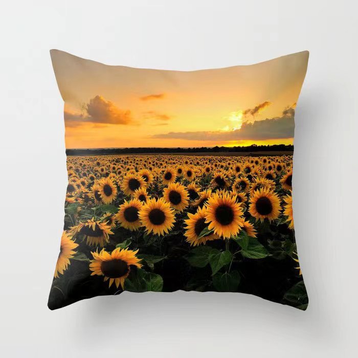 Girasol amarillo girasol funda de almohada Nordic casa estilo melocotón piel sofá del coche cojín cubierta image 20