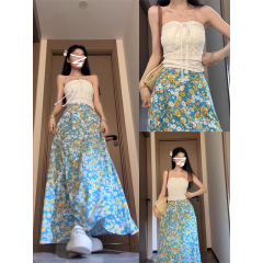 【オリジナルスポット】夏の小清新な砕花スカート女性2025夏の新商品が着て痩せている