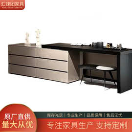意式极简梳妆台现代简约设计师主卧室床尾六斗柜一体可伸缩化妆桌