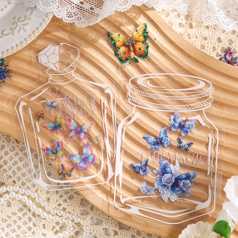 Luna Dream Butterfly transparente pegatinas impermeables para mascotas diy pegatinas de diario de mano pegatinas de mariposa retro transfronterizas pegatinas de animales