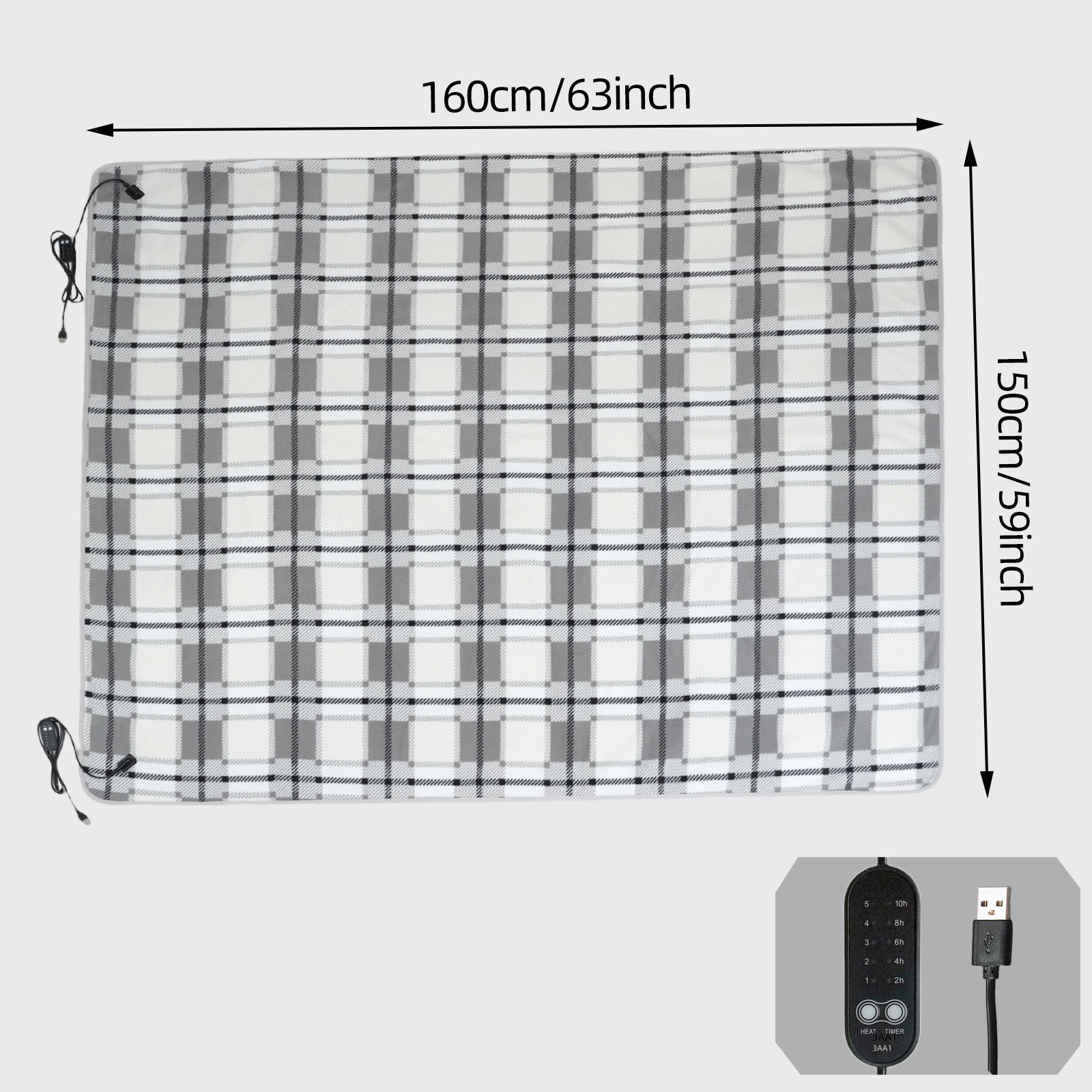 Cross-border new 5V student home office outdoor heating warm-up electric blanket USB single and double grid electric heating 3