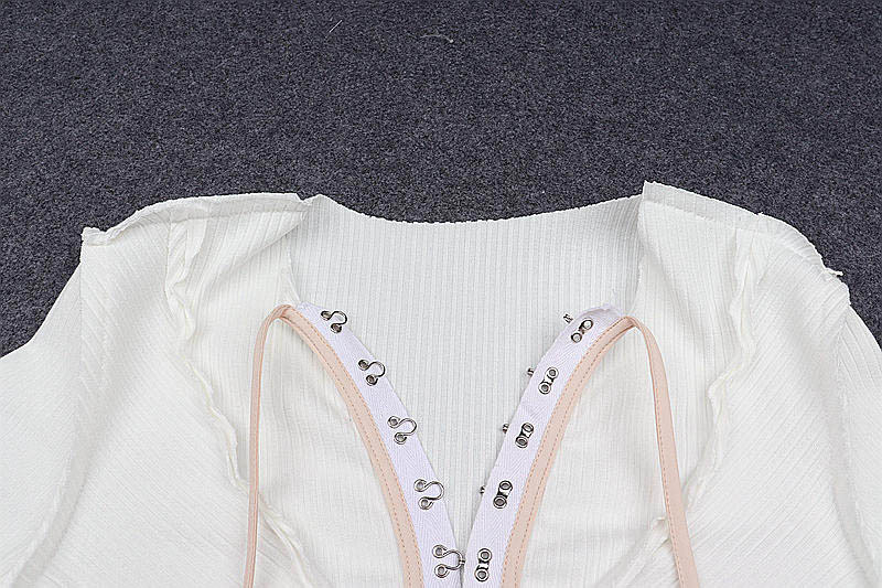 long-sleeved Reverse Wear stitching hook button pit strip top NSBJD112260