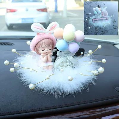 Car Interior Creative Temporary Parking Number Plate, Cute Hidden Number Plate, Car Decoration Accessories for Women (Nömrəli dayanma kartı) - rabbit-ear-annie-pink-license-plate-scent-bottle-color-ball-bead-pad