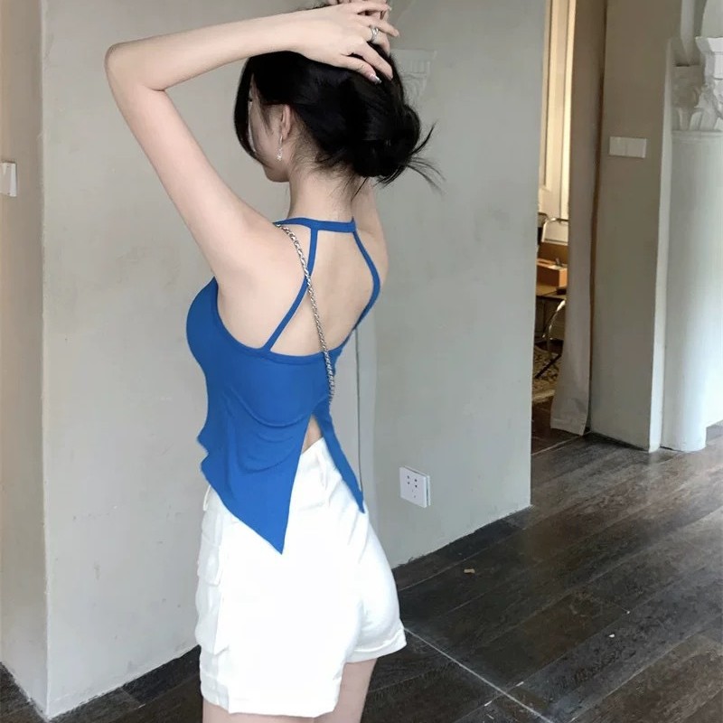 Summer halter design camisole women's chest pad inner base hot girl beauty back women's sexy long outer wear