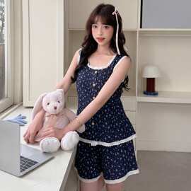 2026背心短裤带胸垫 云朵棉春夏新款睡衣女家居服