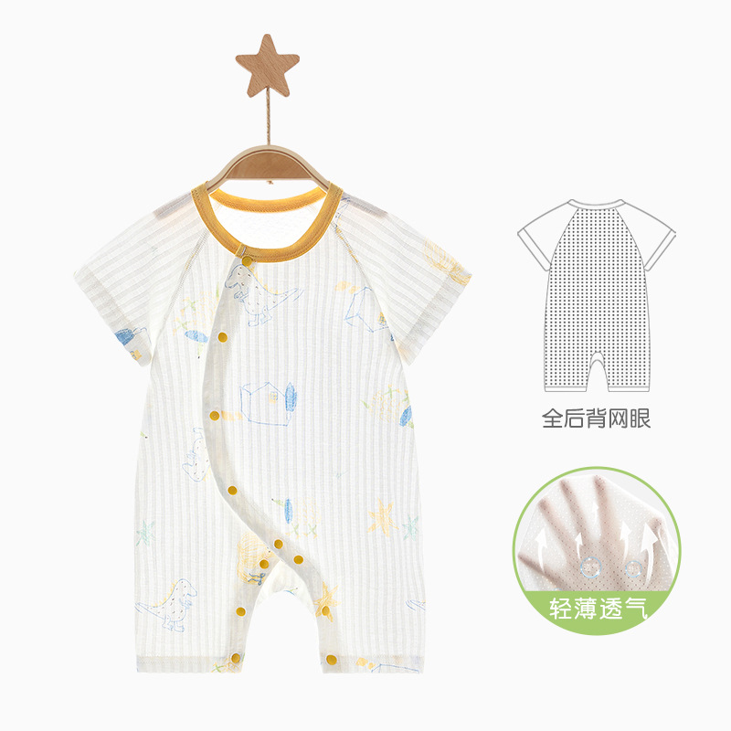Bebé mono verano hombres y mujeres niños pequeños algodón fino transpirable mampara de manga corta verano bebé ropa de recién nacido