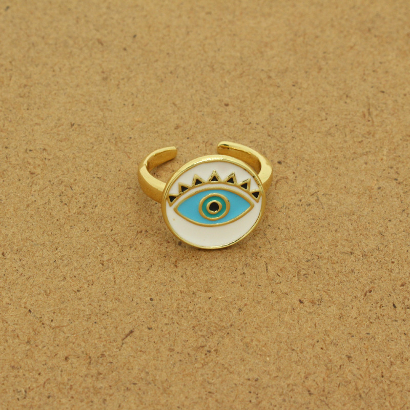 European and American Ins Ethnic Style round Dripping Oil Eye Ring Personality Color Turkish Devil Eye Ring CrossBorderpicture2