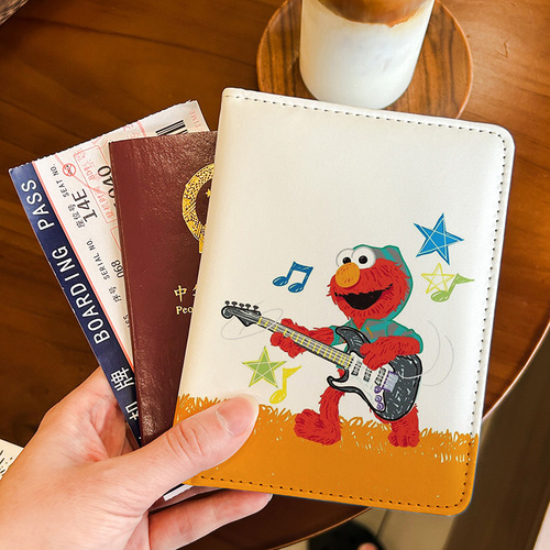 Sesame Street cartoon PU leather passport holder, passport case, document organizer, travel passport holder, document storage pouch