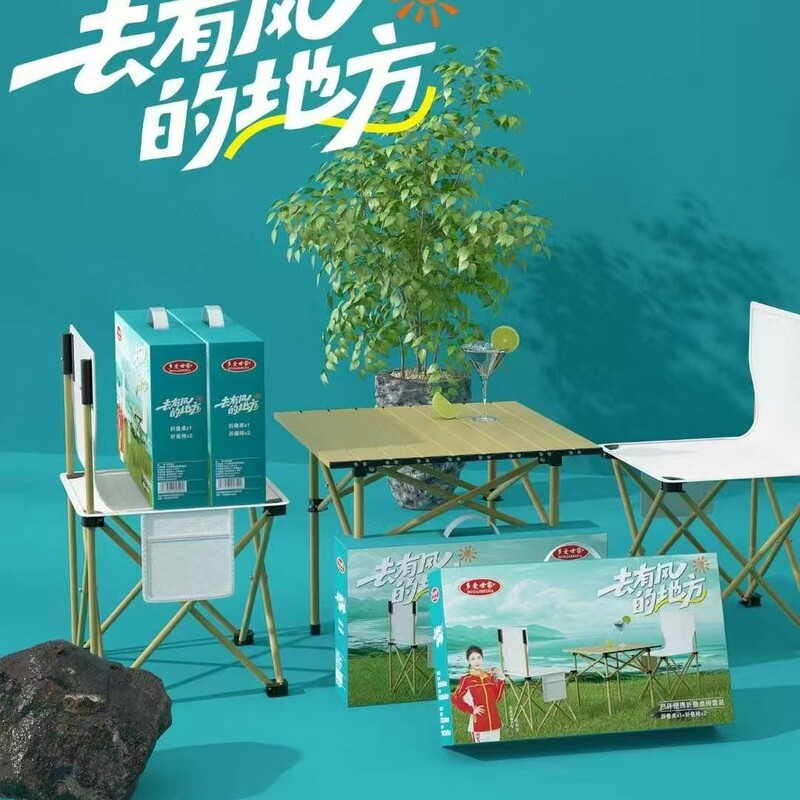 Duai Family Dasj-Hw03 Outdoor Camping Style Picnic Portable Large Foldableing Table and Chair Set Three-Piece Set