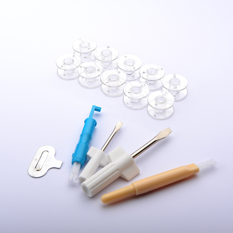 Accesorios para máquinas de coser, conjunto de herramientas de costura, destornillador de lanzadera combinado, tamaño de cepillo, destornillador, enhebrador