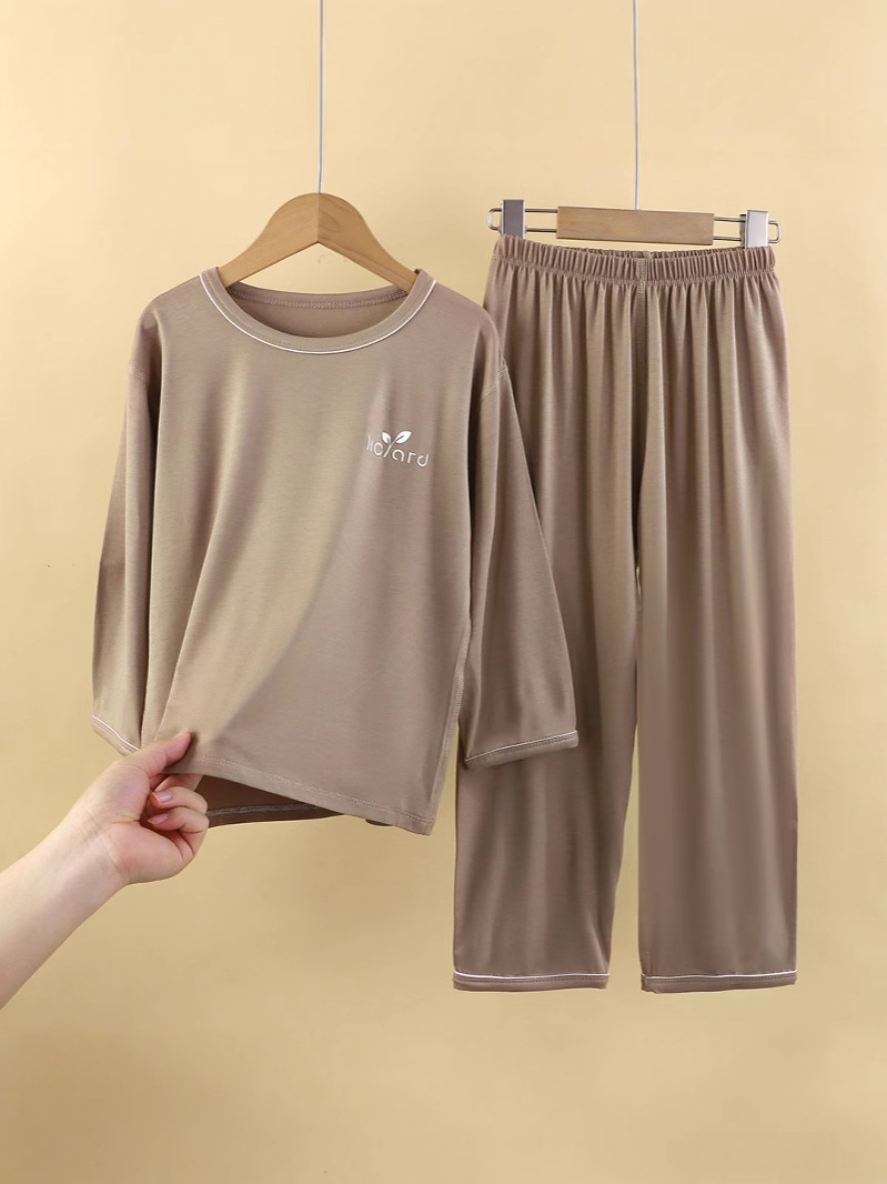 Conjunto de moda infantil de verano delgado niño de manga larga ropa de aire acondicionado para niños mayores ropa de hogar para niñas pijamas