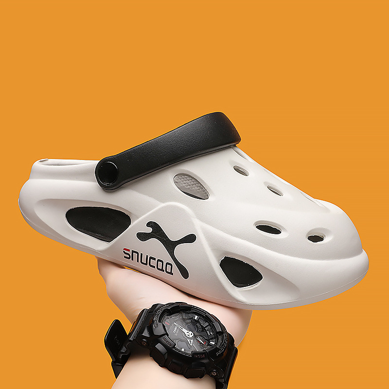 2025 Summer Foreign Trade Baotou Hole Shoes Men's Leopard Casual Sandals and Slippers Two-Wear Korean Style Beach Shoes Fashion Shoes