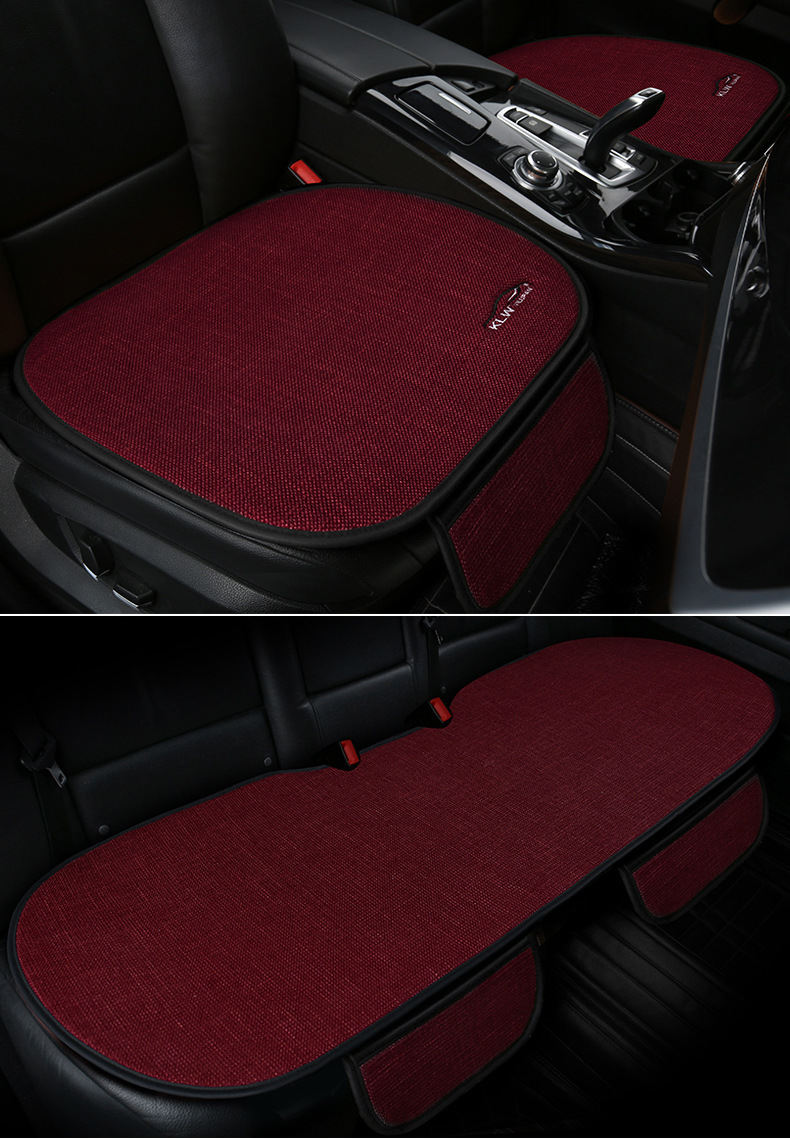 Fabric Four-Season Universal Car Seat Cushion, Breathable Cotton and Linen Seat Cushion, Universal Three-Piece Set, Wholesale and Dropshipping