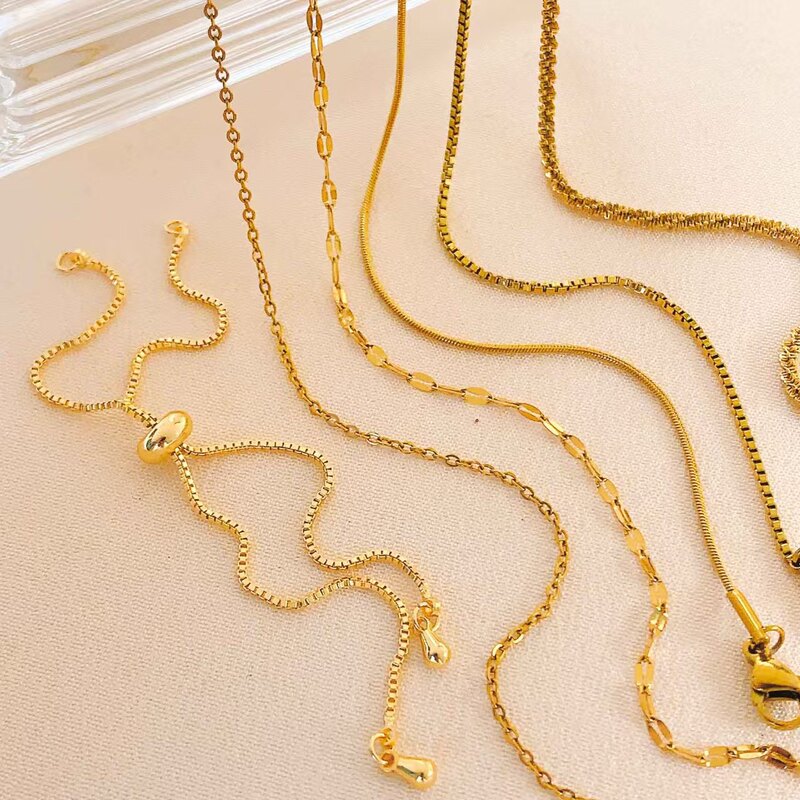 Chain High Color Retention O-Shaped Chain DIY Jewelry Box Chain Push-Pull Silicone Adjustable Bracelet Versatile Non-Fading Naked Chain