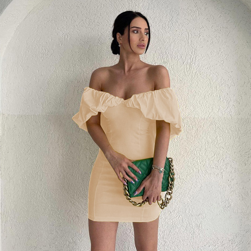 192g Weight Above Knee Dress Length Type Short Sleeve Sleeve Length Sheath Dress Dresses Type Polyester Fabric Type Mid Waist Waist Line Holiday Occasion Boat Neck Neckline Slim Fit Type Solid Color Pattern Summer Season Women's Gender Elegant Style Wholesale Women's Elegant Solid Color Holiday Boat Neck Short Sleeve Sheath Dress 51