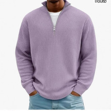 2025跨境亚马逊欧美冬男装卫衣3D数码印花男装半拉链立领休闲外套