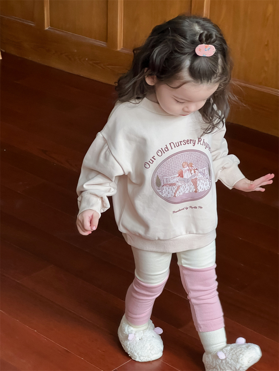 Ropa protectora para niñas juego de fondo versión coreana de ropa infantil de primavera y otoño juego de ropa infantil de otoño ropa infantil ropa protectora para niñas