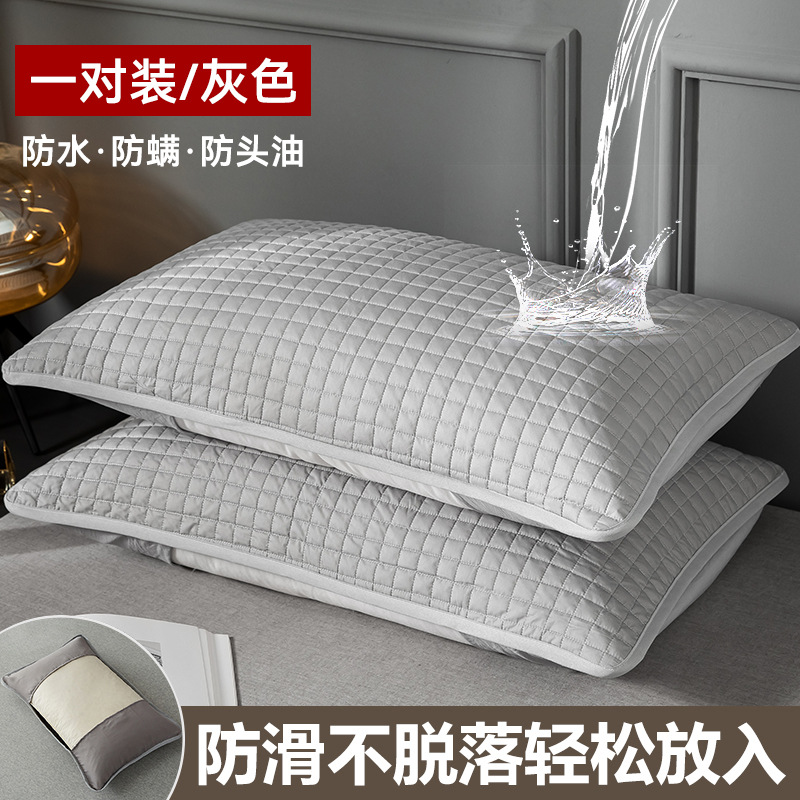 Funda de almohada de algodón, capa de aislamiento de protección del núcleo de almohada, funda de almohada sucia anti-tabique de aceite para la cabeza para hombres domésticos, un par de funda protectora de algodón