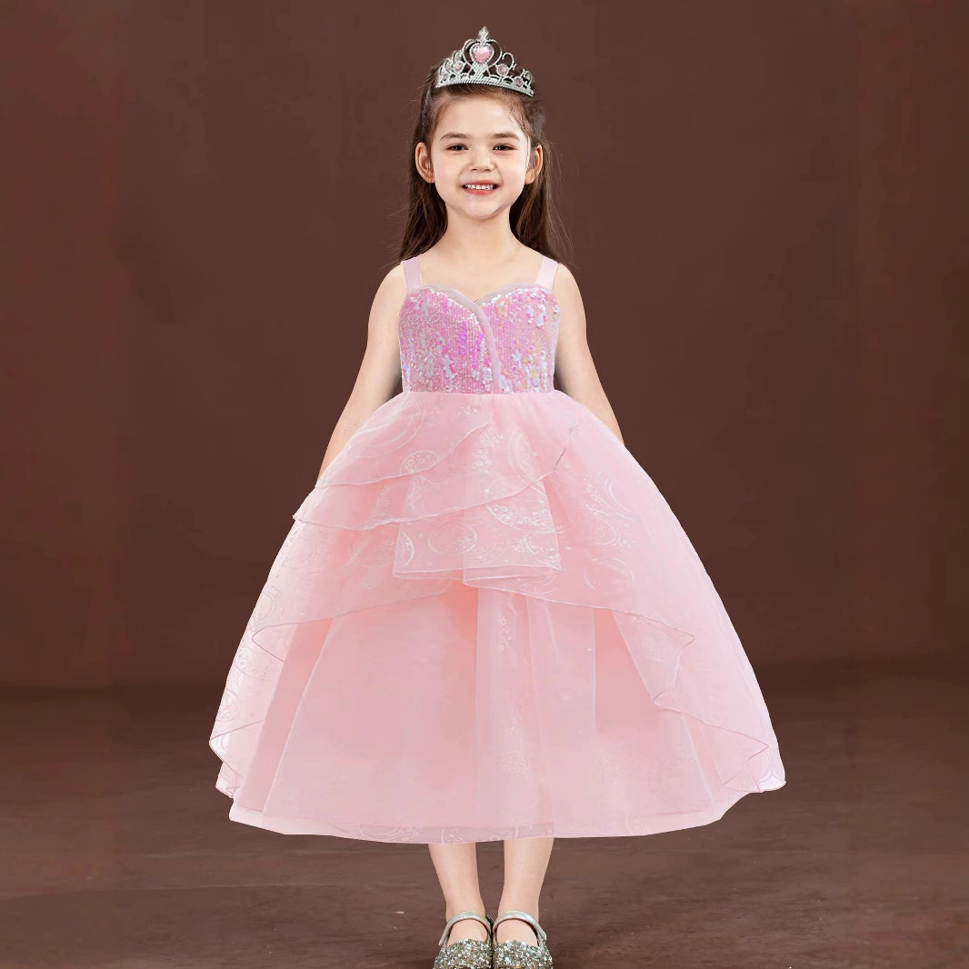 Платье для косплея Wicked Witch Glinda для девочек, розовое свадебное платье с блестками на Хэллоуин, длинное платье