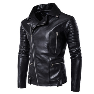 2025 Men's Motorcycle Leather Jacket Multi-Zip Men's Leather Jacket Cycling Harley Motorcycle Style Pu Leather Jacket