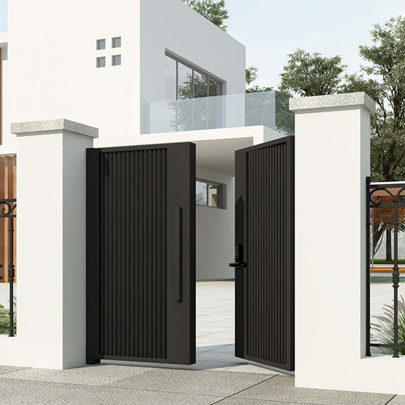 Stainless Steel Courtyard Door, Aluminum Art Villa Entrance Single and Double Door, Rural Fence, Courtyard Wall, Iron Louver Door