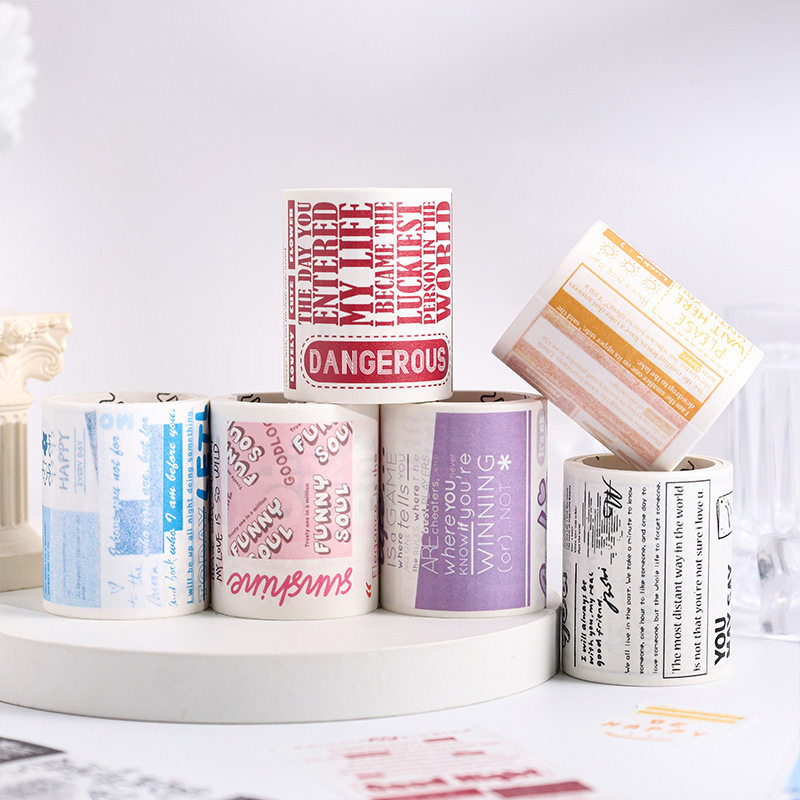 Serie de letras fantásticas cuentas de mano y cinta de papel cubierta caja diy cuentas de mano diario pegatinas transfronterizas cinta de paisaje inglés