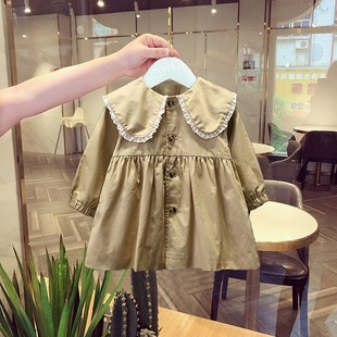 Girls Princess Windbreaker Tops 2022 Spring New Style Baby Style Korean Style Mid-Length Top Spring and Autumn Clothes