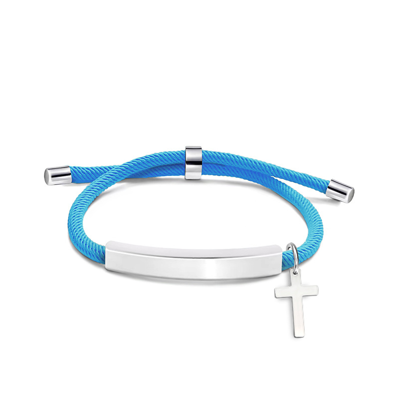 Unisex Gender Classic Style Geometric Cross Customization Laser Engraving 201 Stainless Steel Rope Cord String String Bracelets Wholesale
