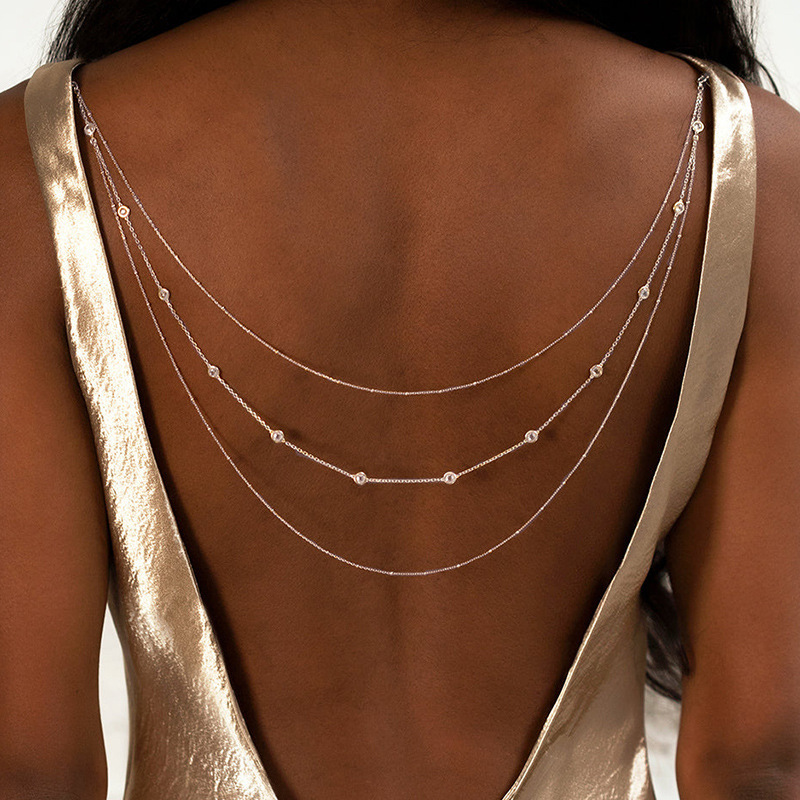 Temperamento transfronterizo minimalista multi-capas de cadena de cuerpo simple cadena de moda europea y americana sexy bikini joyas de cadena de espalda image 1