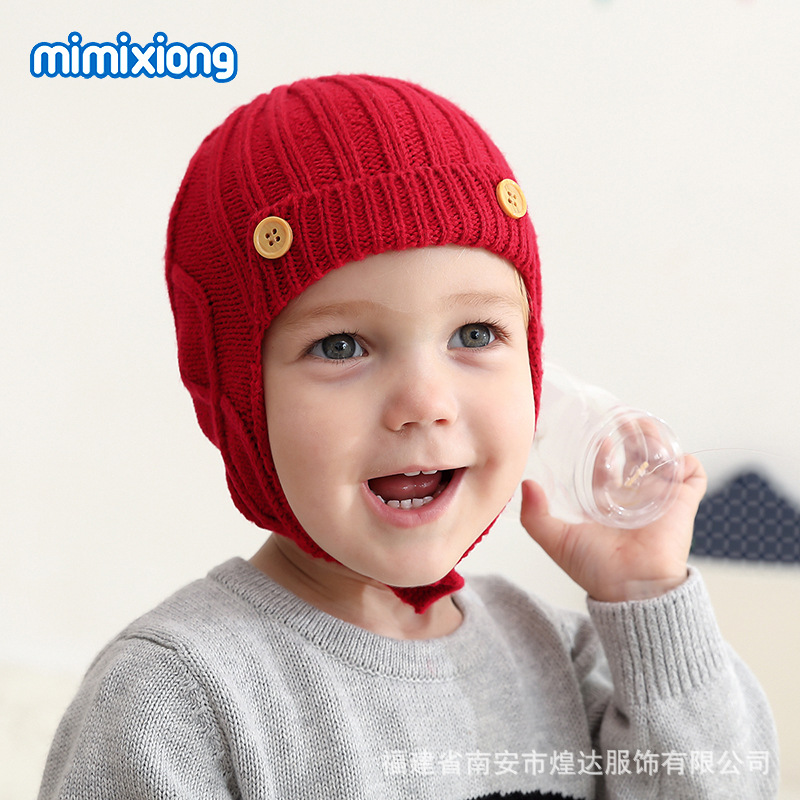 ins热卖秋冬婴儿可爱护耳保暖防风帽子