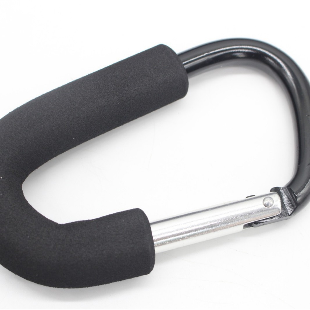 Black Hook Supermarket Shopping Hook Carabiner Aluminum Alloy Large Hook Baby Stroller Accessories Colorful
