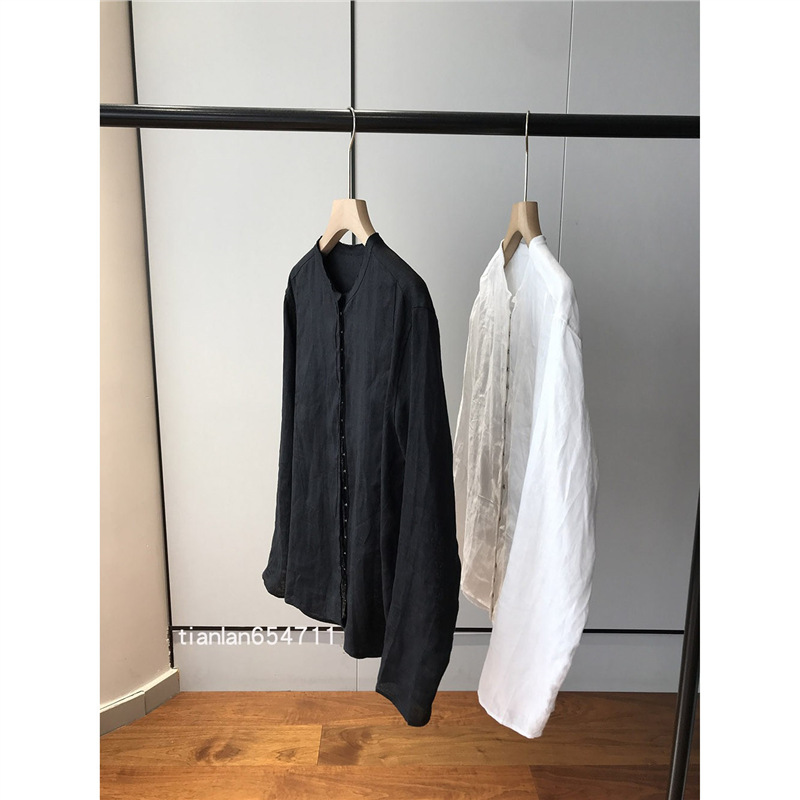 Spring Is Not Too Late. Simplified Version. High-End Casual Wear! Extremely Simple Button-Down Linen Shirt for Women